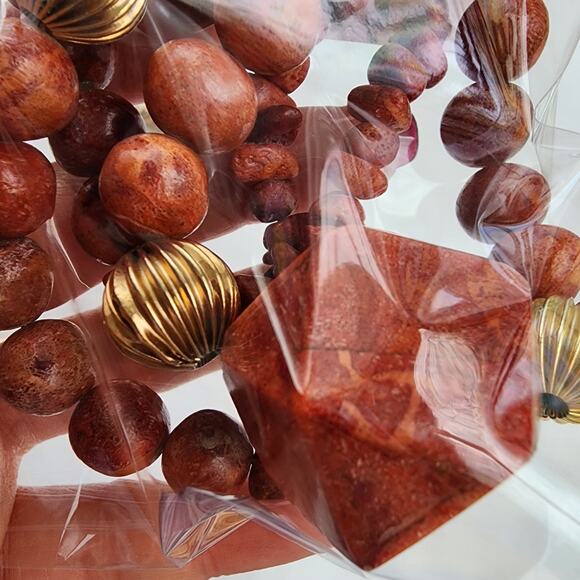 Large Genuine sponge Coral Statement Necklace Boho Coastalgranny Artsy New red - Picture 5 of 7